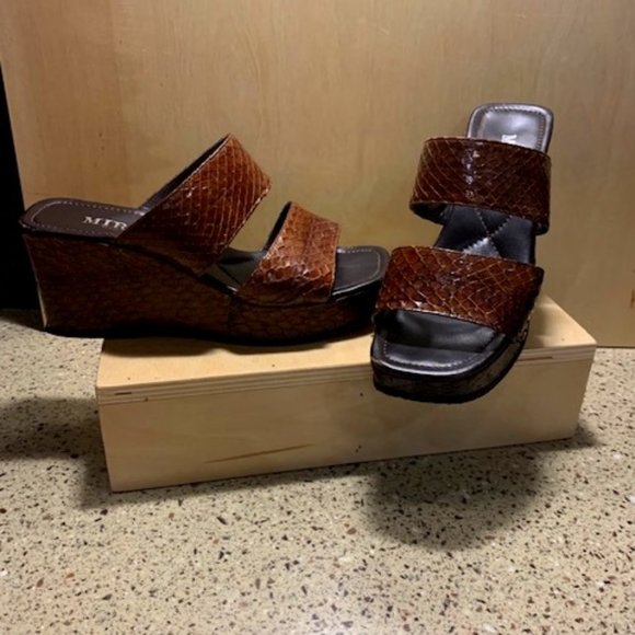 Wedge Sandal Leather Mirabo Made in Italy Size 6 - Picture 1 of 8